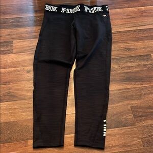 PINK Victoria's Secret Black Athletic Leggings with Textured Waistband